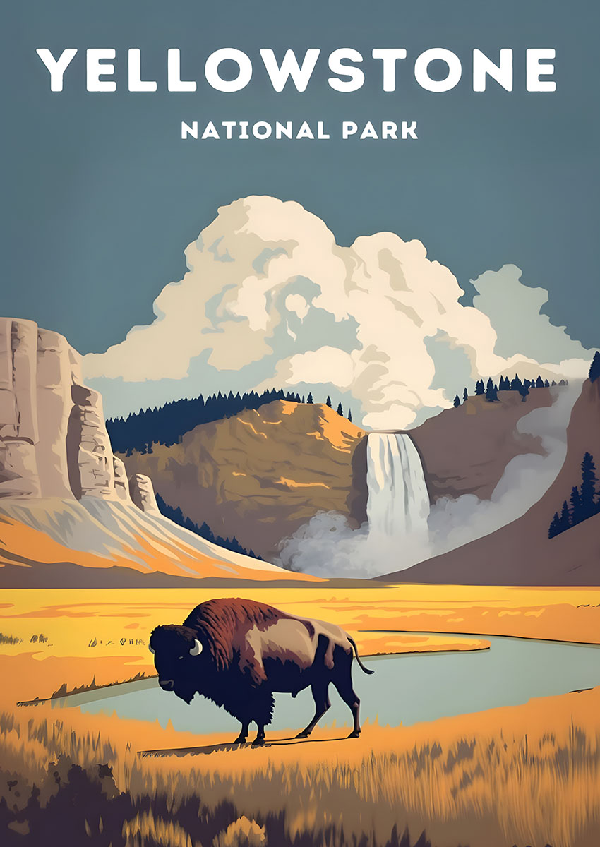 Yellowstone National Park Landscape Canvas Print & Poster Wall Art - AI PRINT LAB